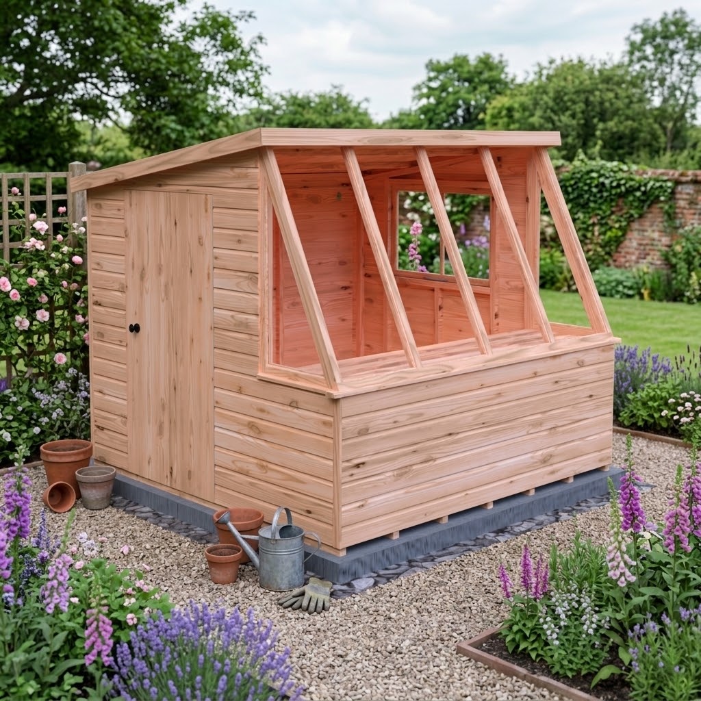 Iceni Potting Shed Style A | 8x8 Shiplap Timber Potting Shed with Bench