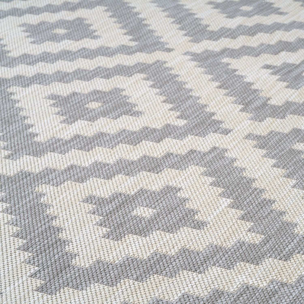 Ecology Outdoor Rug | Grey Diamond Flatweave | Weatherproof Polypropylene