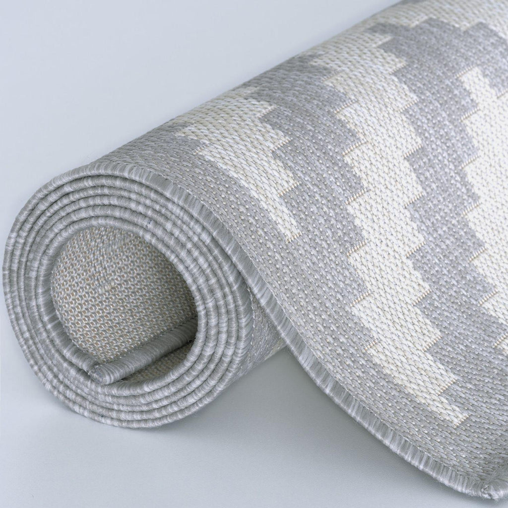 Ecology Outdoor Rug | Grey Diamond Flatweave | Weatherproof Polypropylene