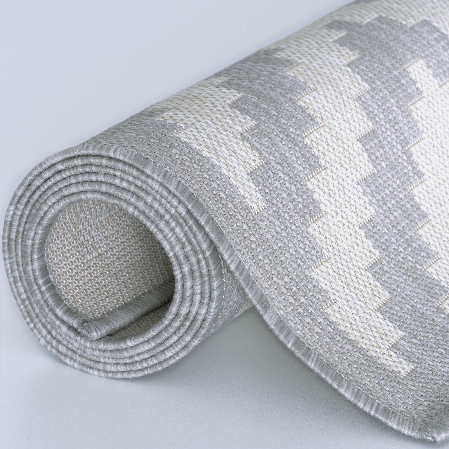 Ecology Outdoor Rug | Grey Diamond Flatweave | Weatherproof Polypropylene