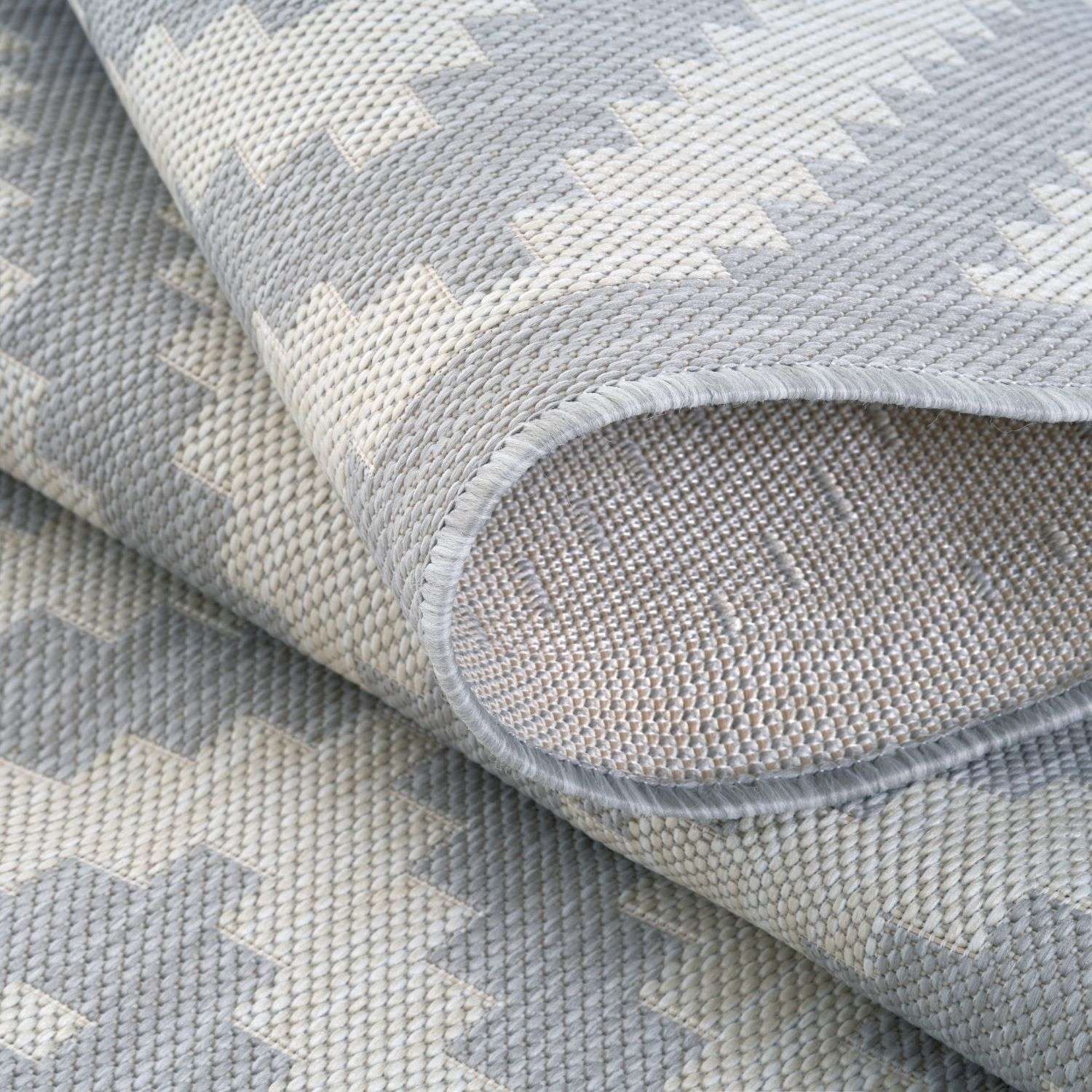 Ecology Outdoor Rug | Grey Diamond Flatweave | Weatherproof Polypropylene