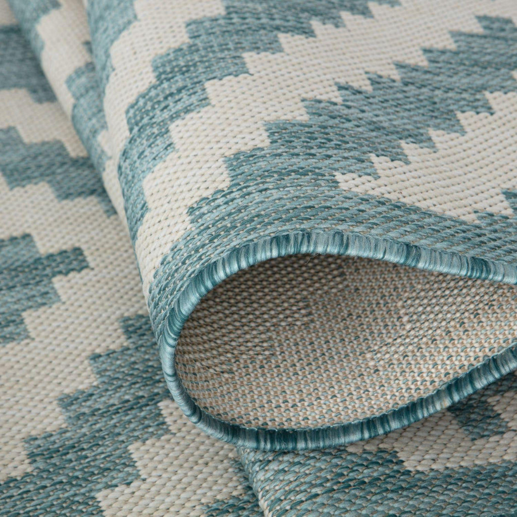 Ecology Outdoor Rug | Aqua Diamond Flatweave | Weatherproof Polypropylene