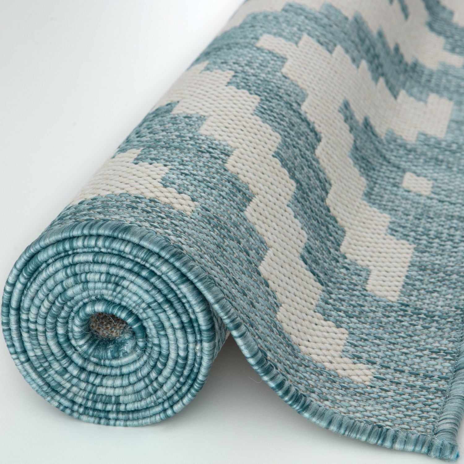 Ecology Outdoor Rug | Aqua Diamond Flatweave | Weatherproof Polypropylene