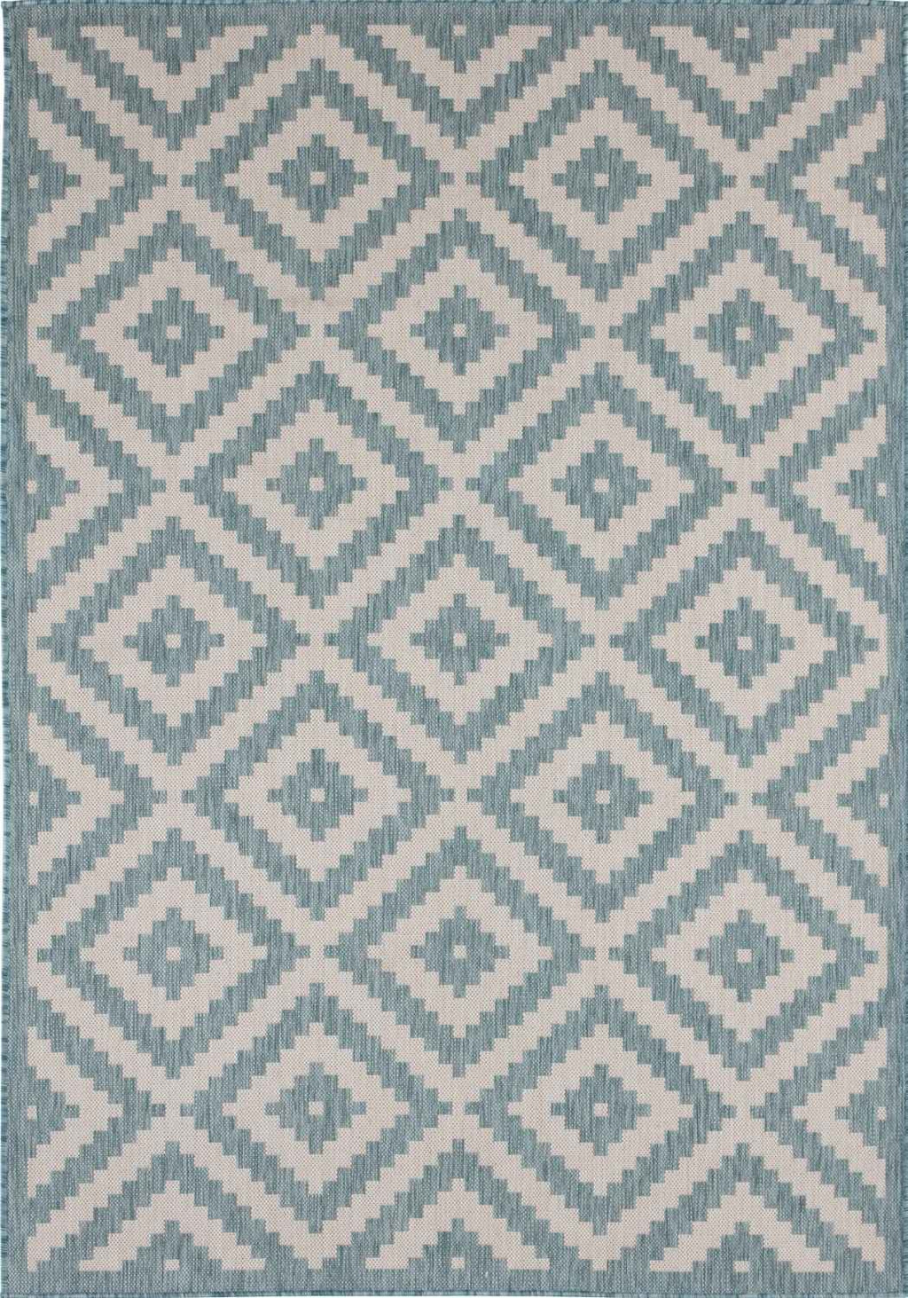 Ecology Outdoor Rug in aqua diamond weatherproof polypropylene