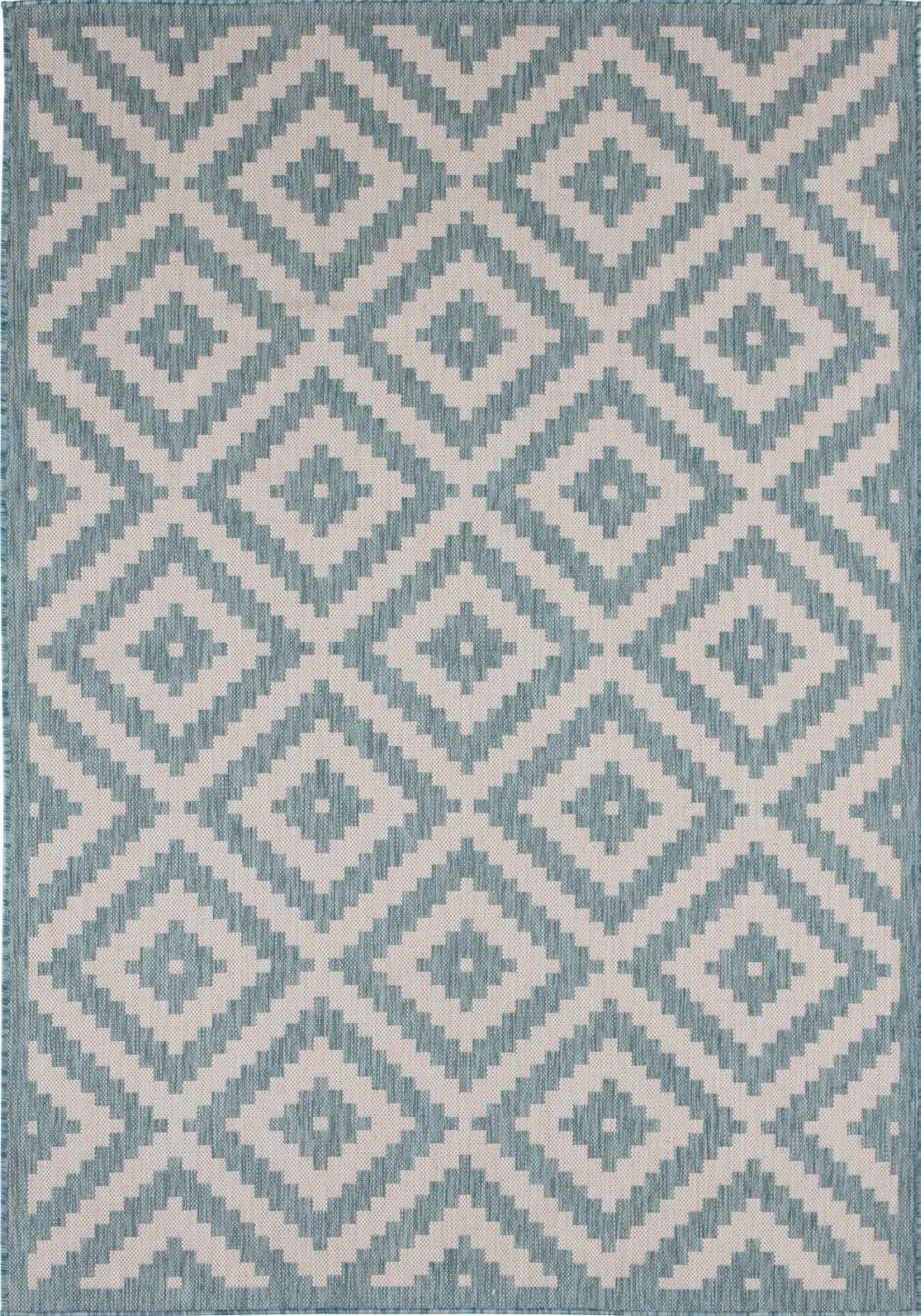 Ecology Outdoor Rug in aqua diamond weatherproof polypropylene