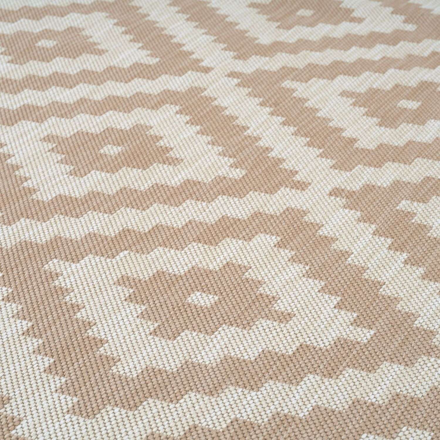 Ecology Outdoor Rug | Beige Diamond Flatweave | Weatherproof Polypropylene