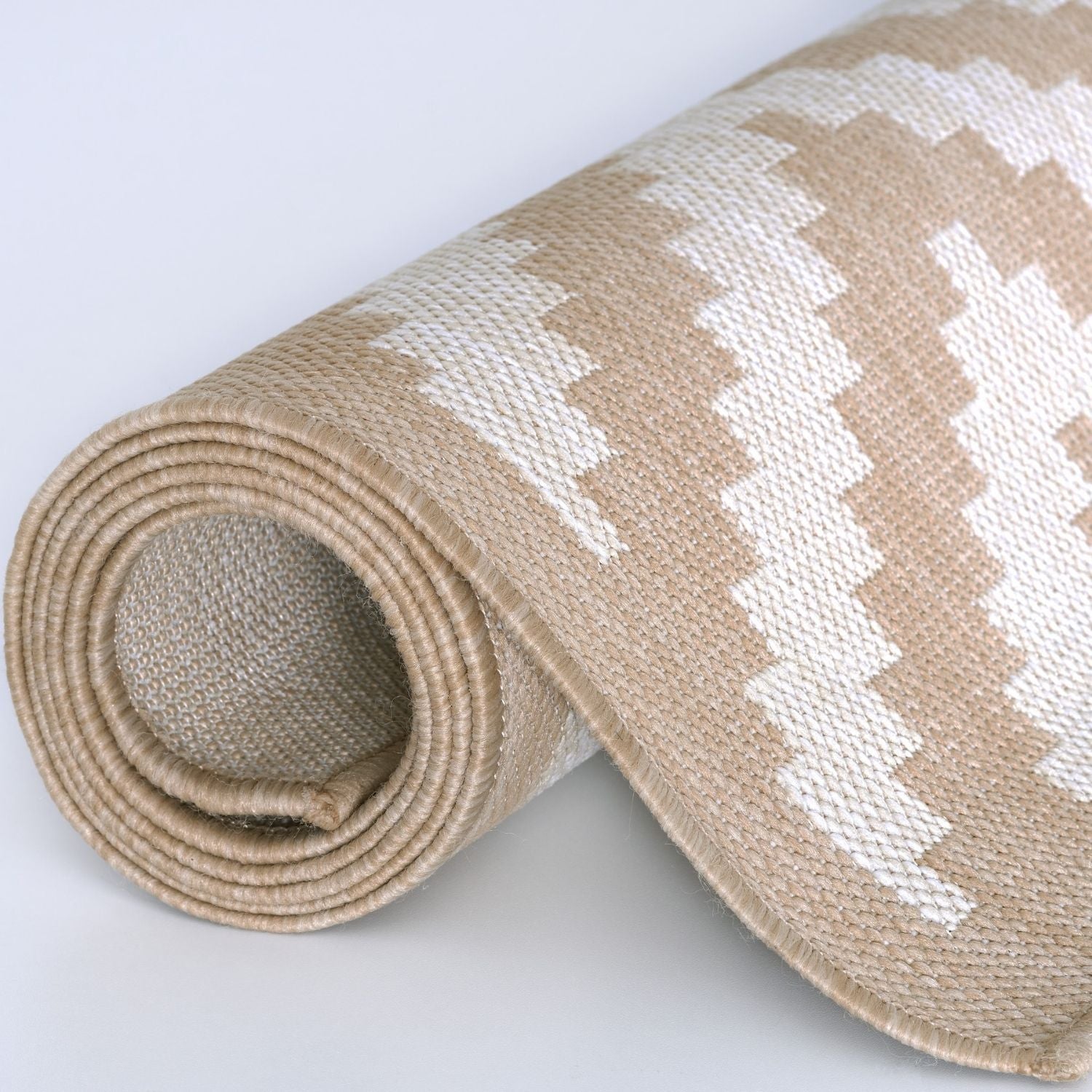 Ecology Outdoor Rug | Beige Diamond Flatweave | Weatherproof Polypropylene