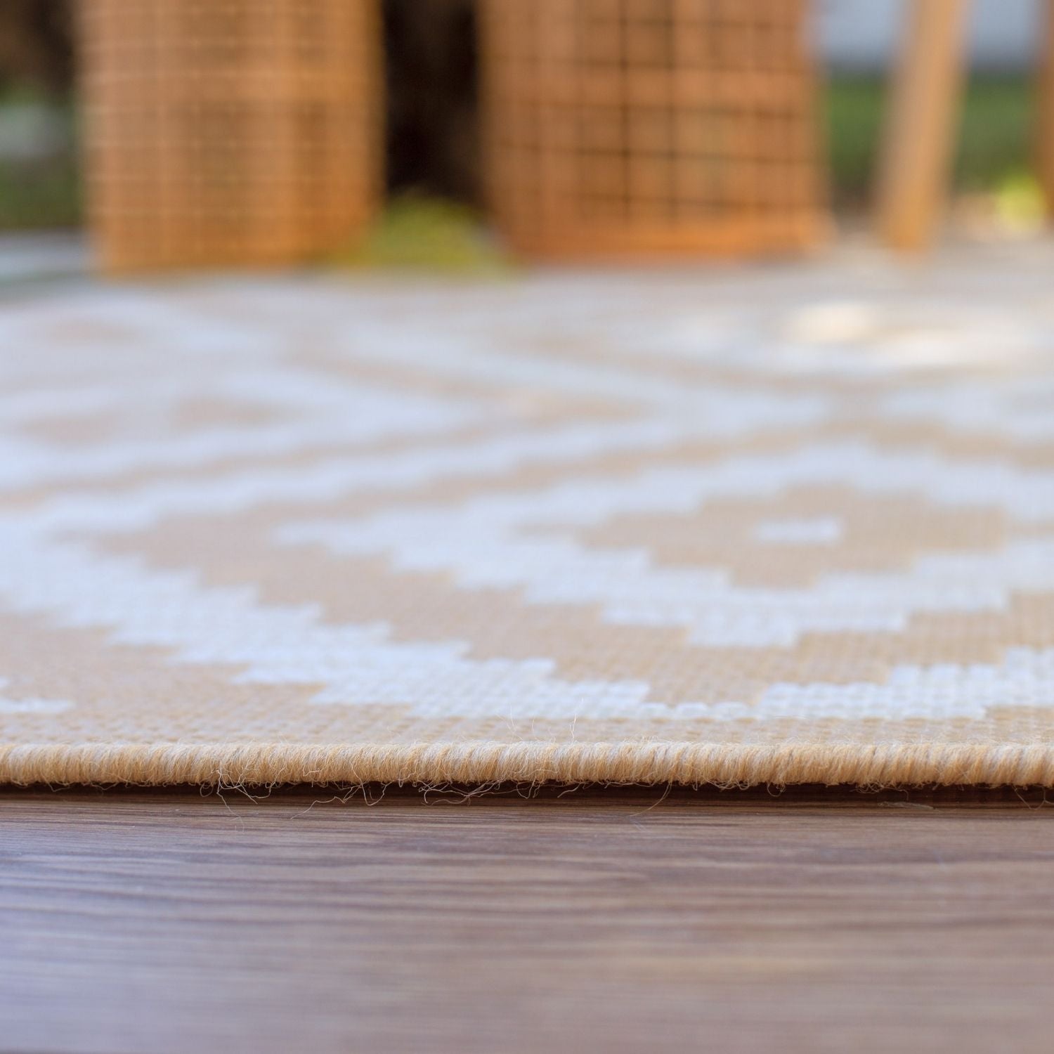 Ecology Outdoor Rug | Beige Diamond Flatweave | Weatherproof Polypropylene