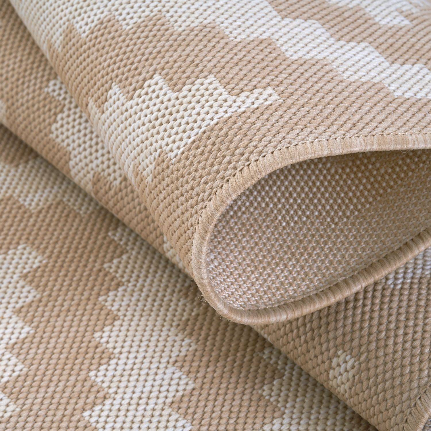 Ecology Outdoor Rug | Beige Diamond Flatweave | Weatherproof Polypropylene
