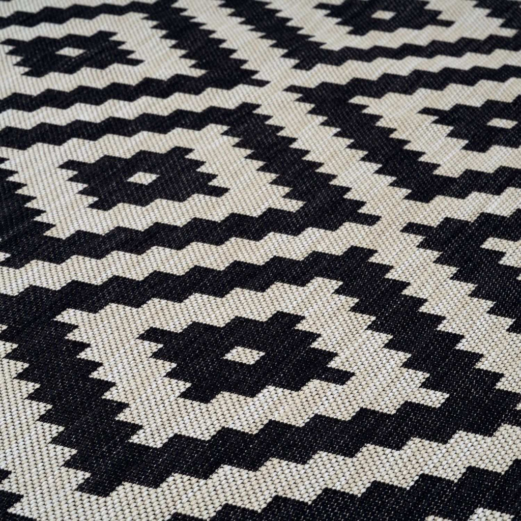 Ecology Outdoor Rug | Black Diamond Flatweave | Weatherproof Polypropylene