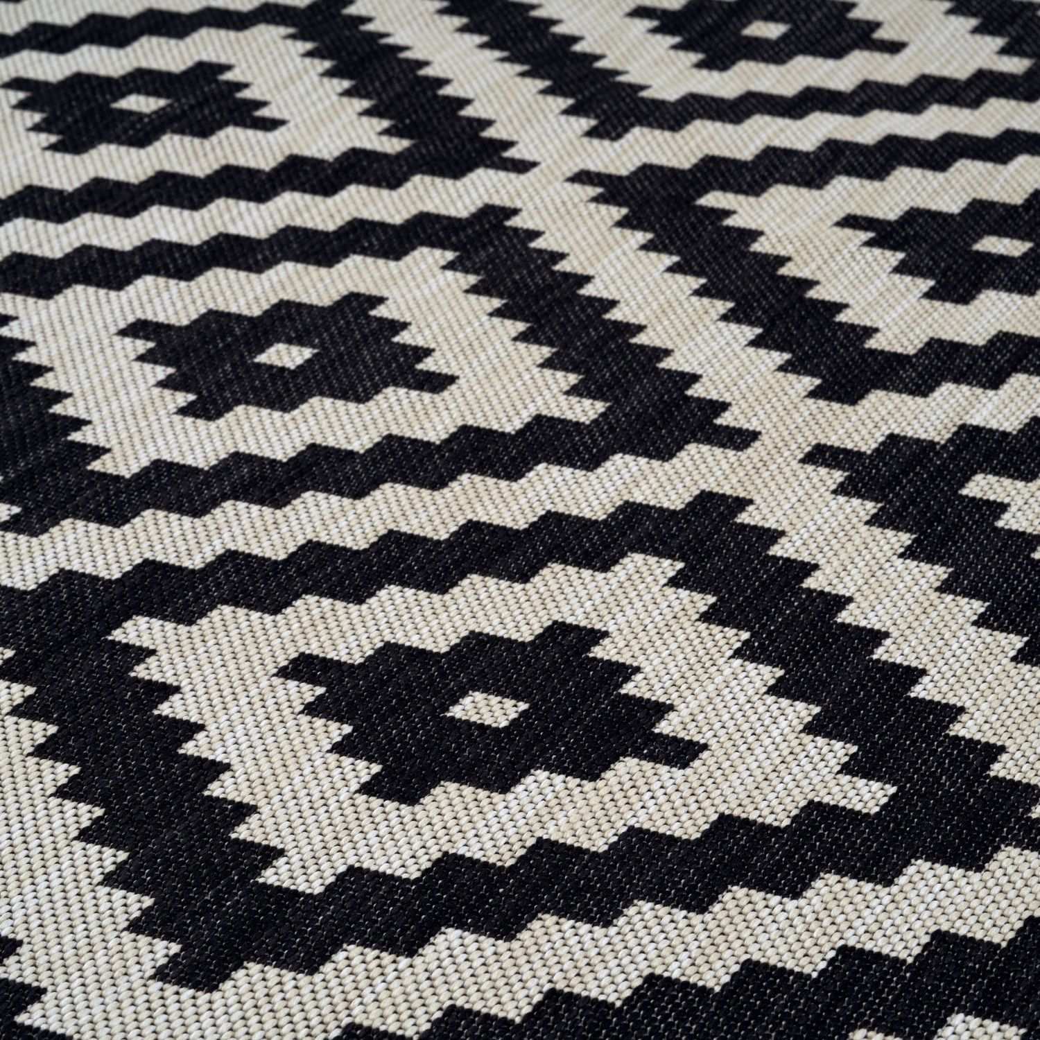 Ecology Outdoor Rug | Black Diamond Flatweave | Weatherproof Polypropylene
