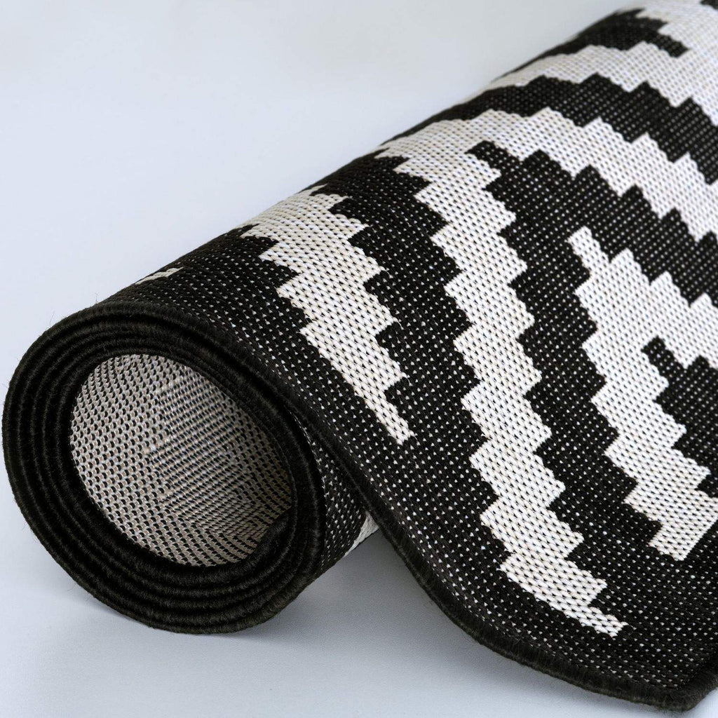Ecology Outdoor Rug | Black Diamond Flatweave | Weatherproof Polypropylene