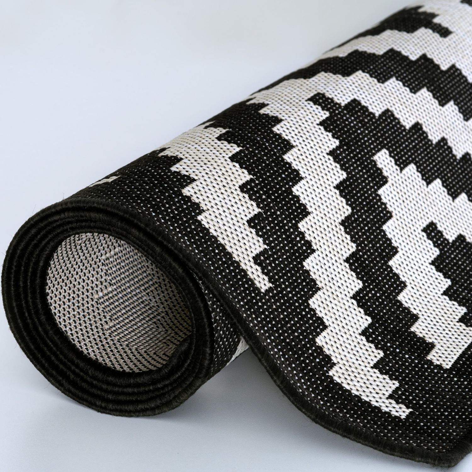 Ecology Outdoor Rug | Black Diamond Flatweave | Weatherproof Polypropylene