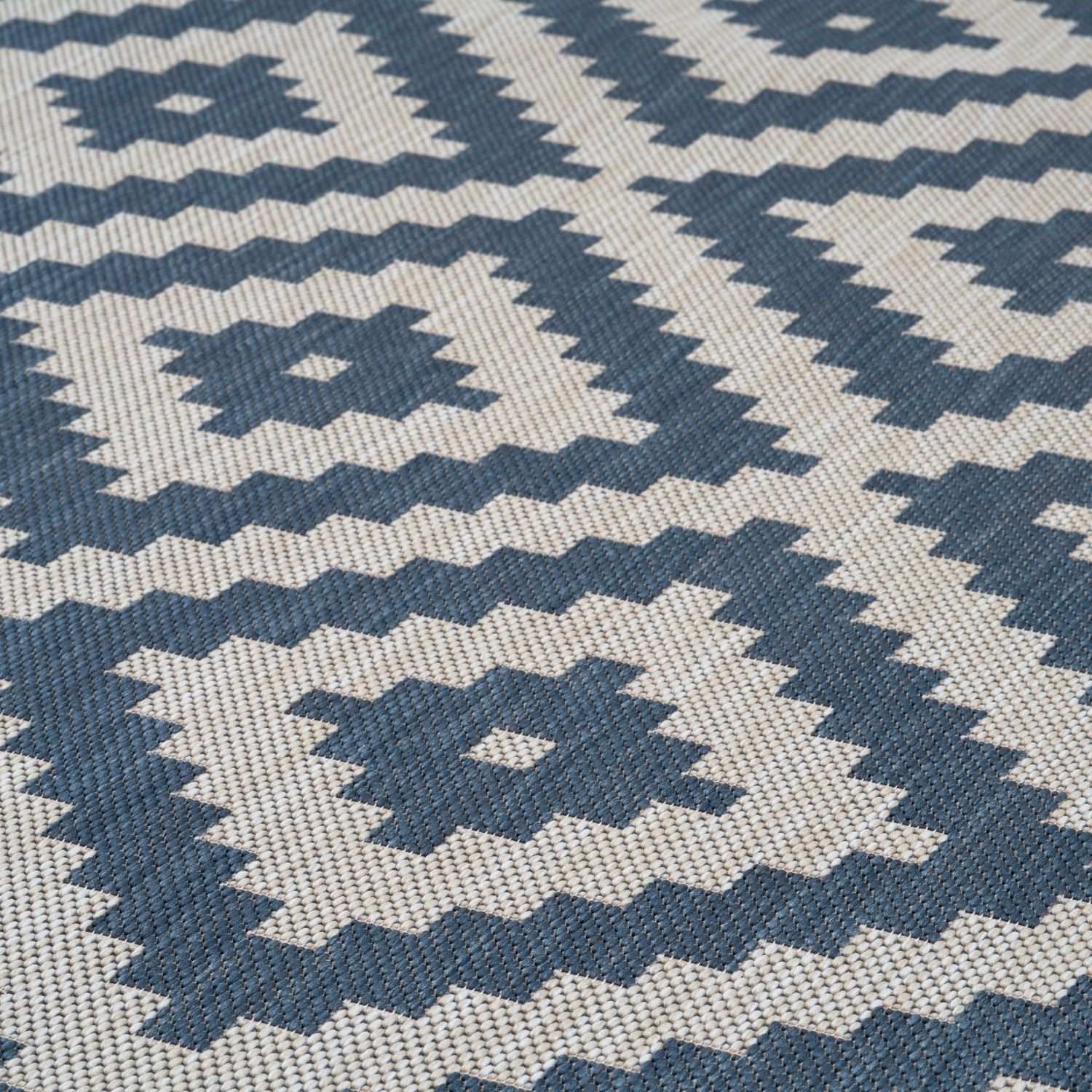 Ecology Outdoor Rug | Blue Diamond Flatweave | Weatherproof Polypropylene
