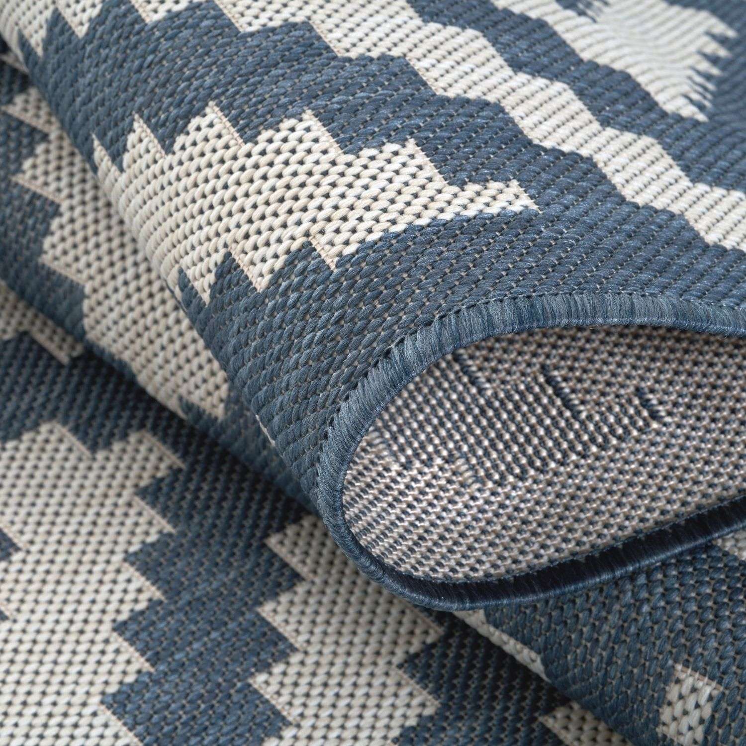 Ecology Outdoor Rug | Blue Diamond Flatweave | Weatherproof Polypropylene