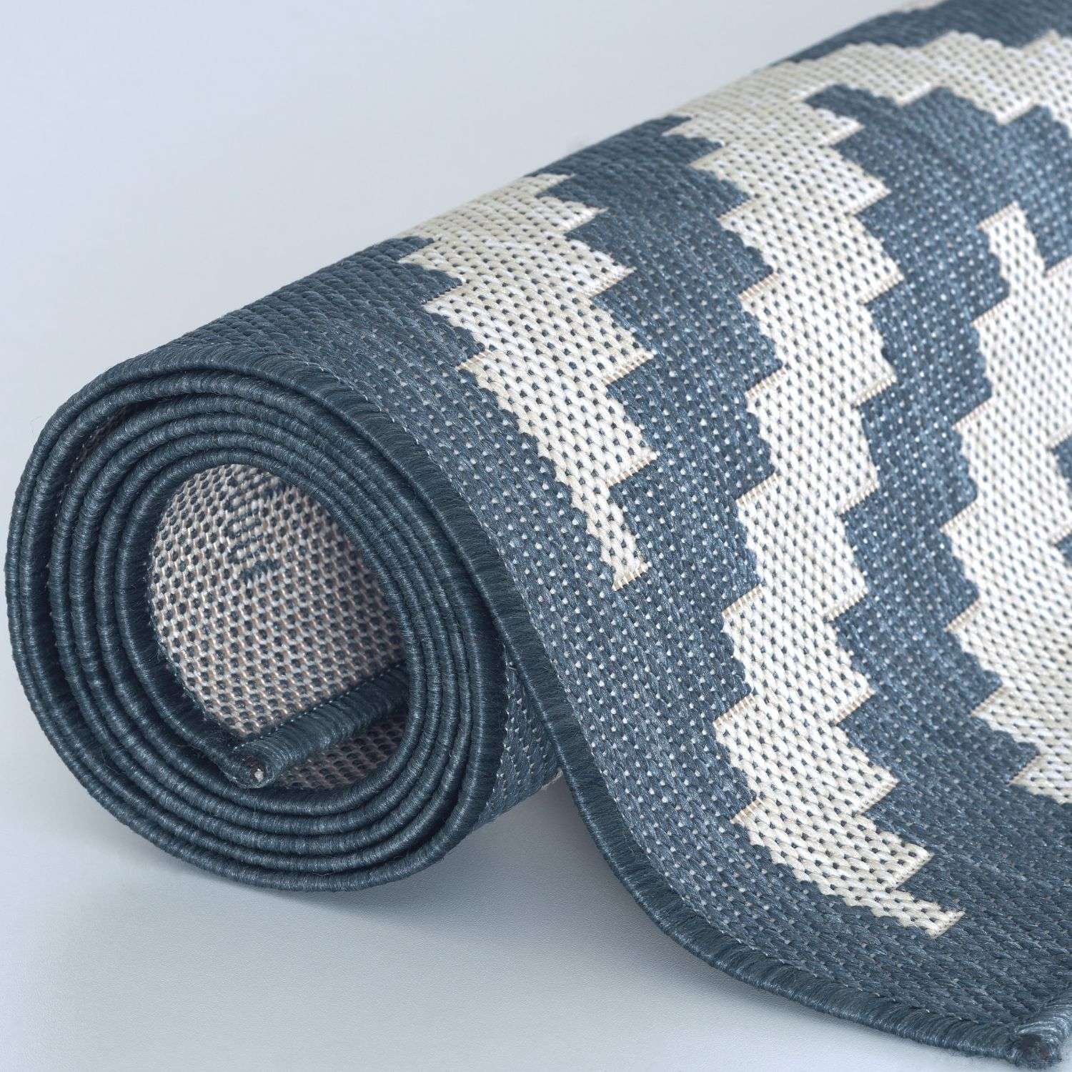 Ecology Outdoor Rug | Blue Diamond Flatweave | Weatherproof Polypropylene