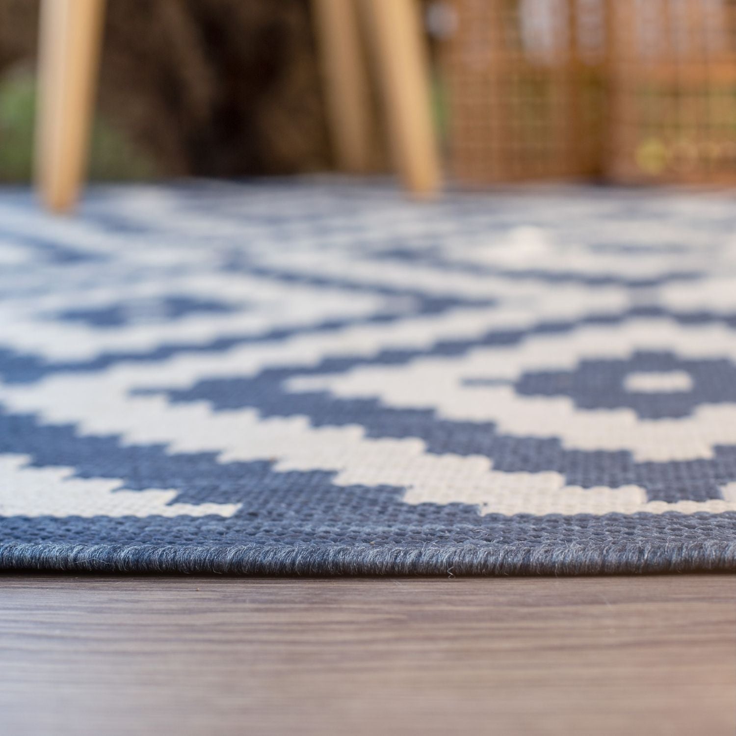 Ecology Outdoor Rug | Blue Diamond Flatweave | Weatherproof Polypropylene