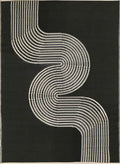 Urban Outdoor Rug in black and beige geometric reversible lightweight flatweave