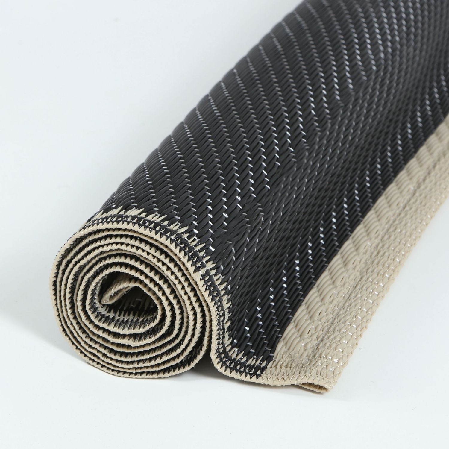 Urban Outdoor Rug | Black & Beige Geometric Reversible Flatweave | Lightweight