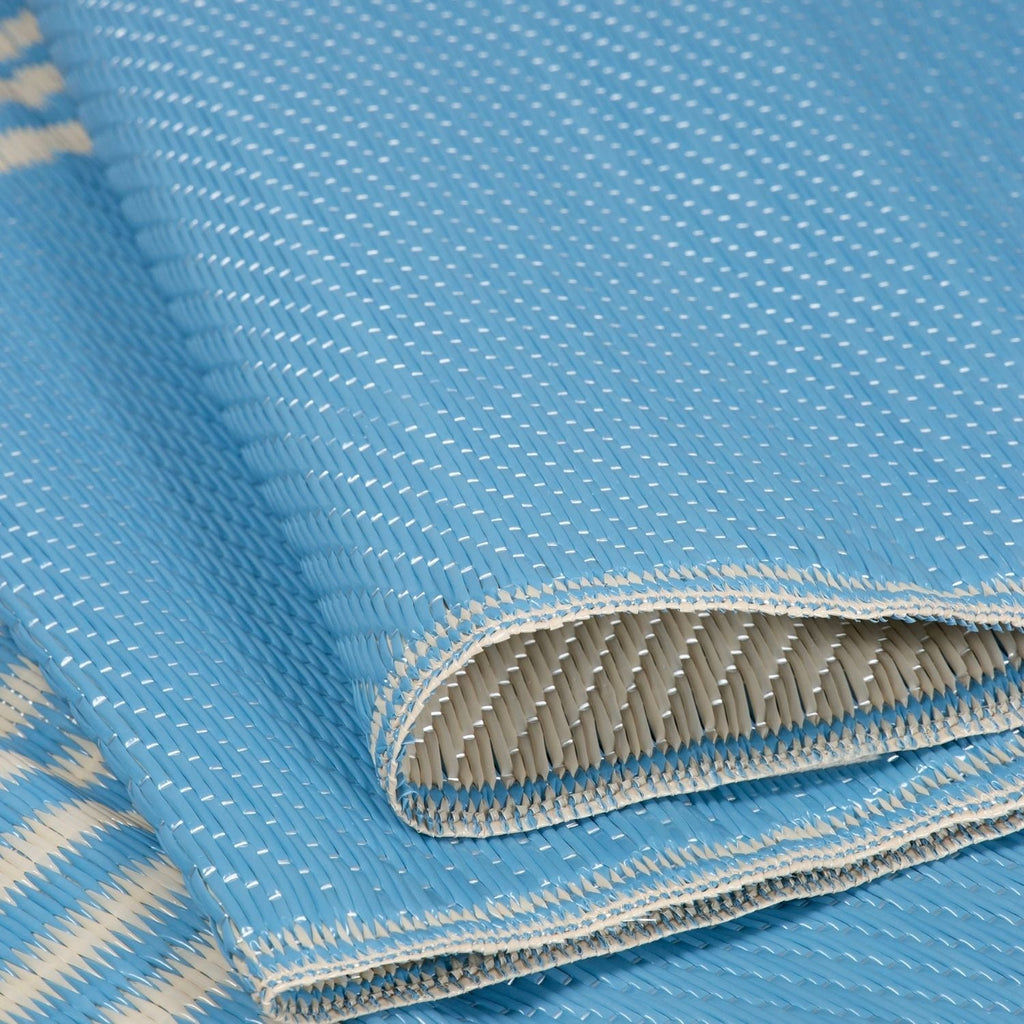 Urban Outdoor Rug | Blue & Beige Geometric Reversible Flatweave | Lightweight