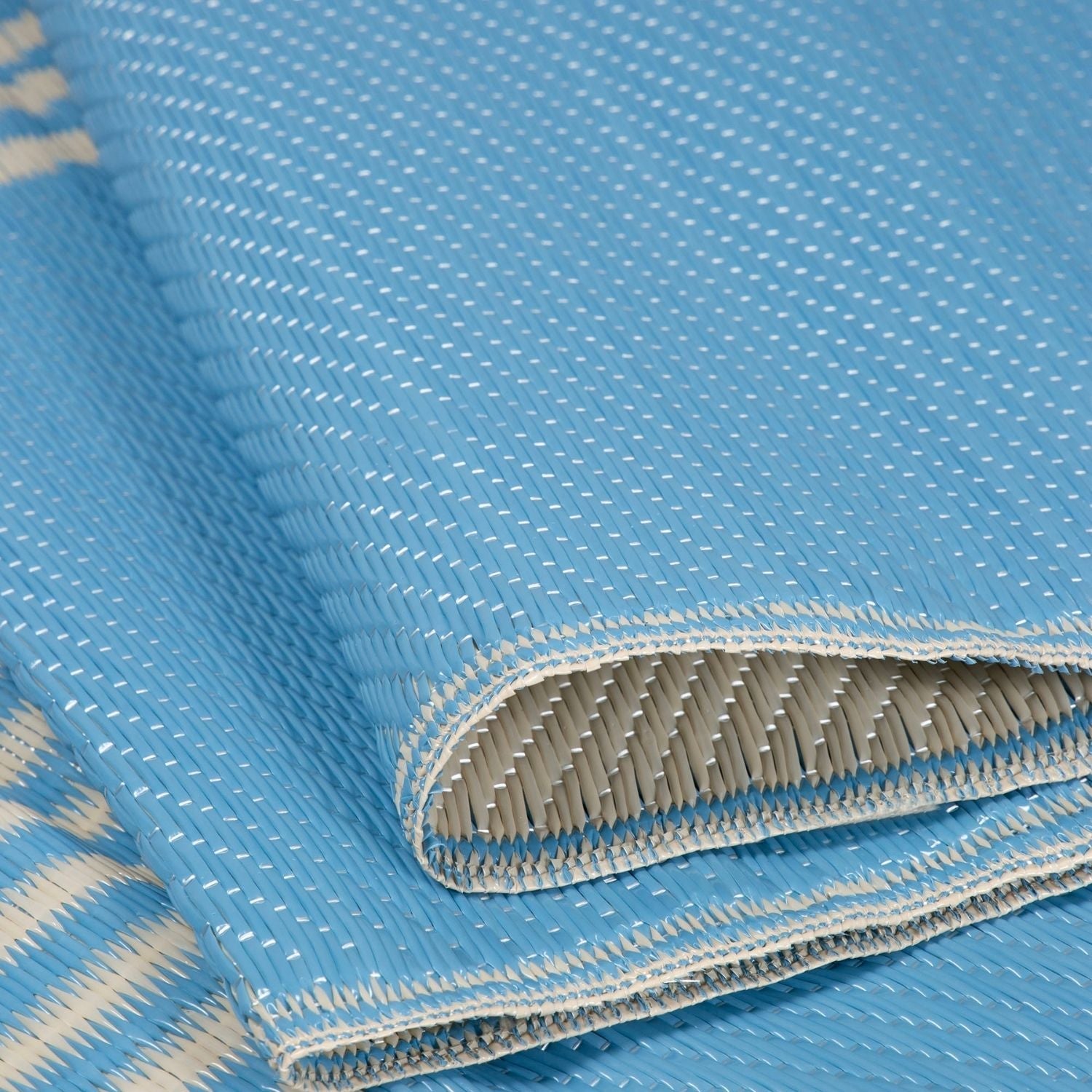 Urban Outdoor Rug | Blue & Beige Geometric Reversible Flatweave | Lightweight