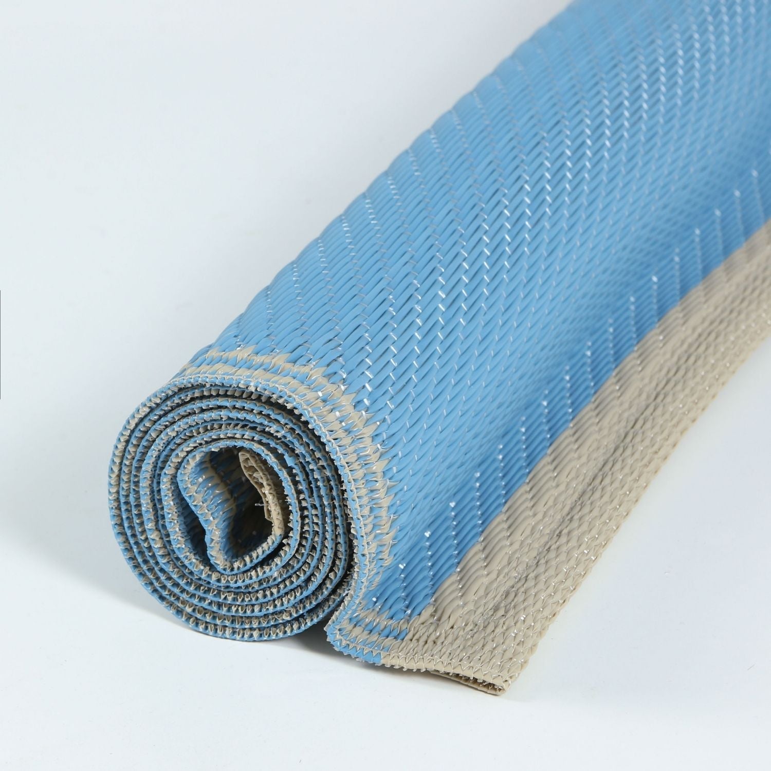 Urban Outdoor Rug | Blue & Beige Geometric Reversible Flatweave | Lightweight