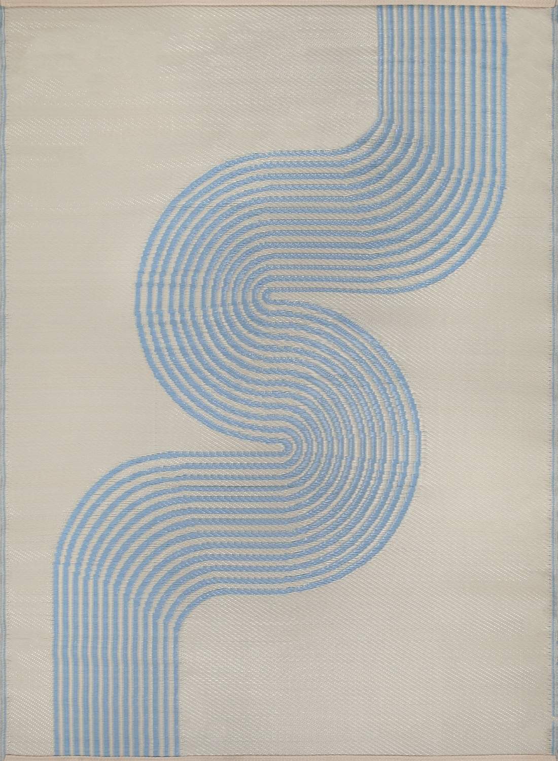 Urban Outdoor Rug | Blue & Beige Geometric Reversible Flatweave | Lightweight