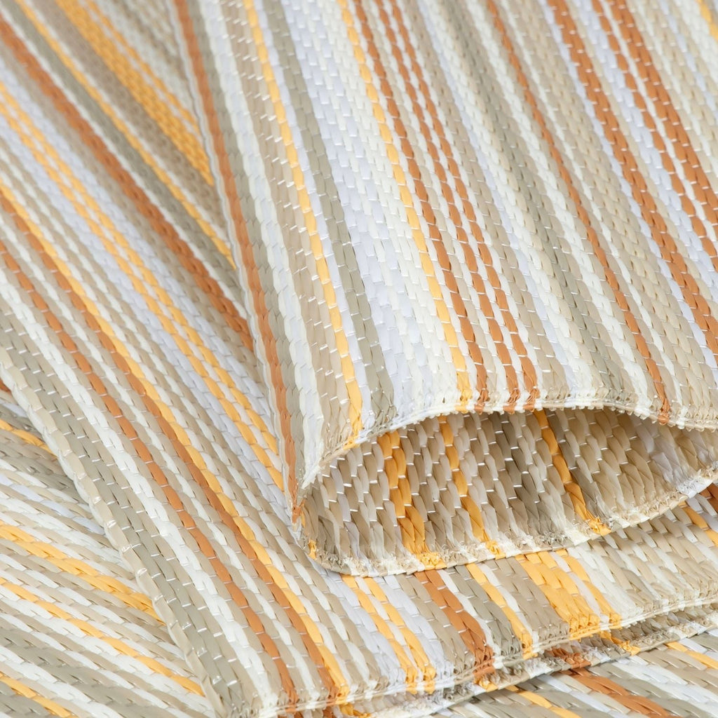Rainbow Outdoor Rug | Beige Striped Reversible Flatweave | Lightweight