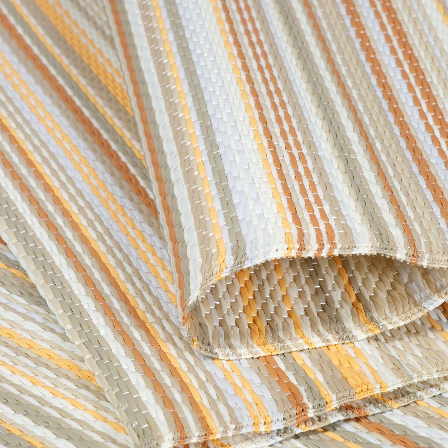 Rainbow Outdoor Rug | Beige Striped Reversible Flatweave | Lightweight