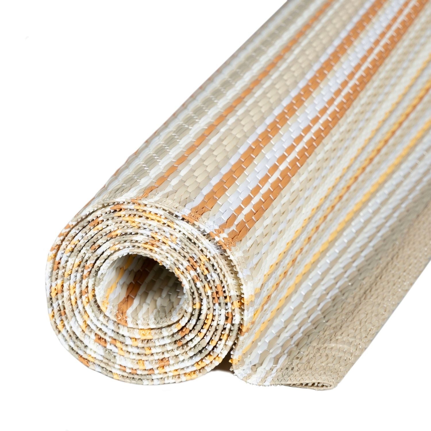 Rainbow Outdoor Rug | Beige Striped Reversible Flatweave | Lightweight