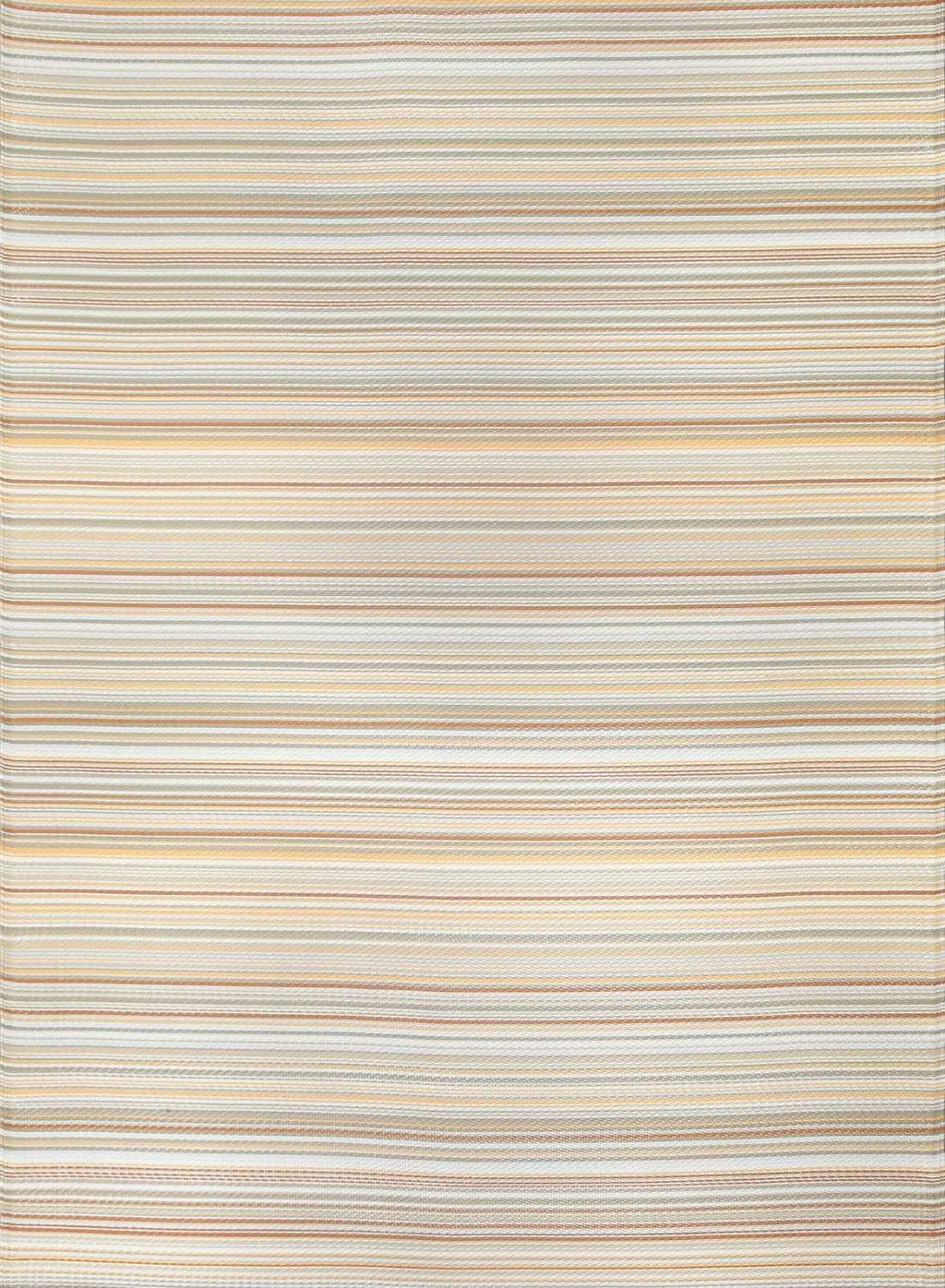 Rainbow Outdoor Rug in beige striped reversible lightweight flatweave
