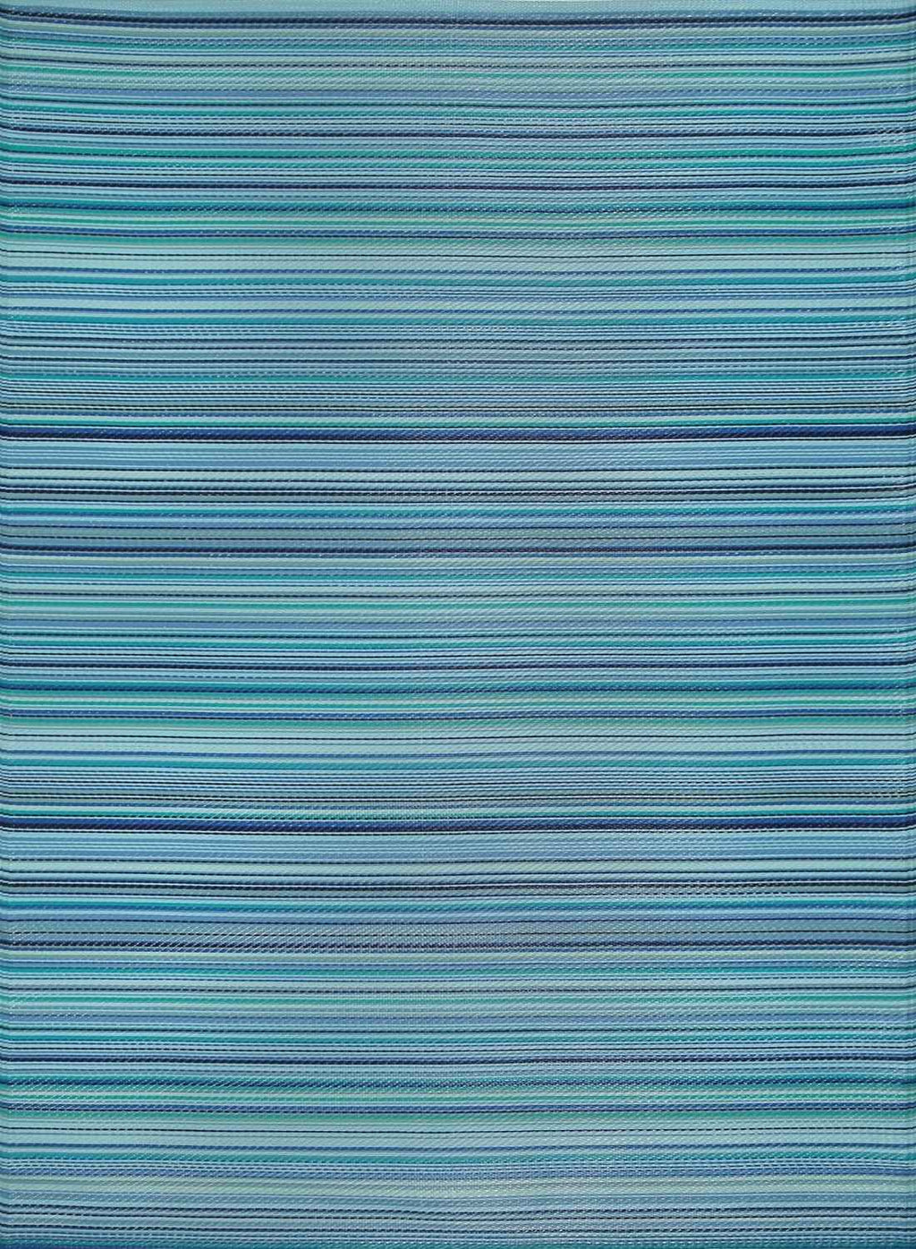 Rainbow Outdoor Rug in blue striped reversible lightweight flatweave