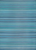 Rainbow Outdoor Rug in blue striped reversible lightweight flatweave