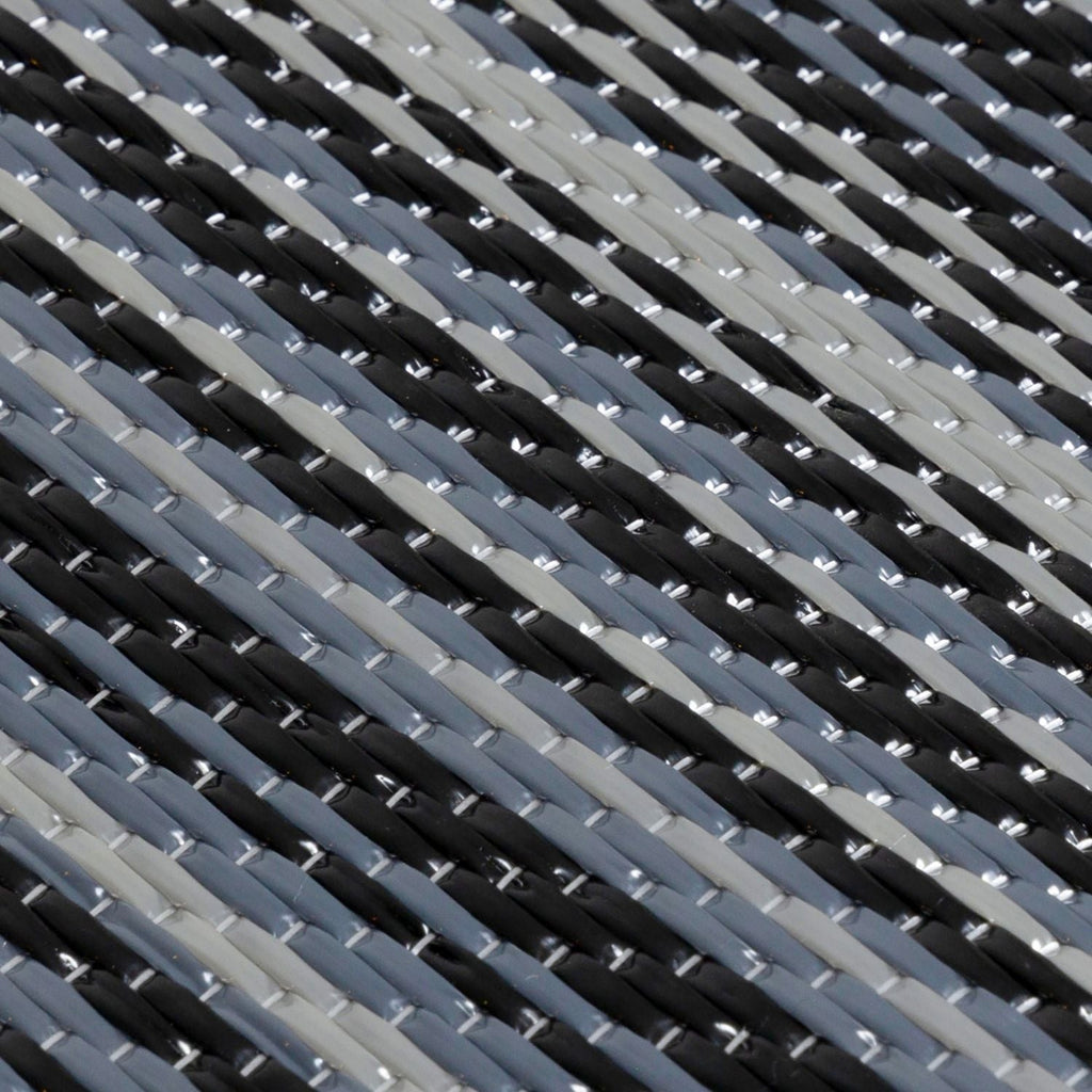 Rainbow Outdoor Rug | Dark Grey Striped Reversible Flatweave | Lightweight
