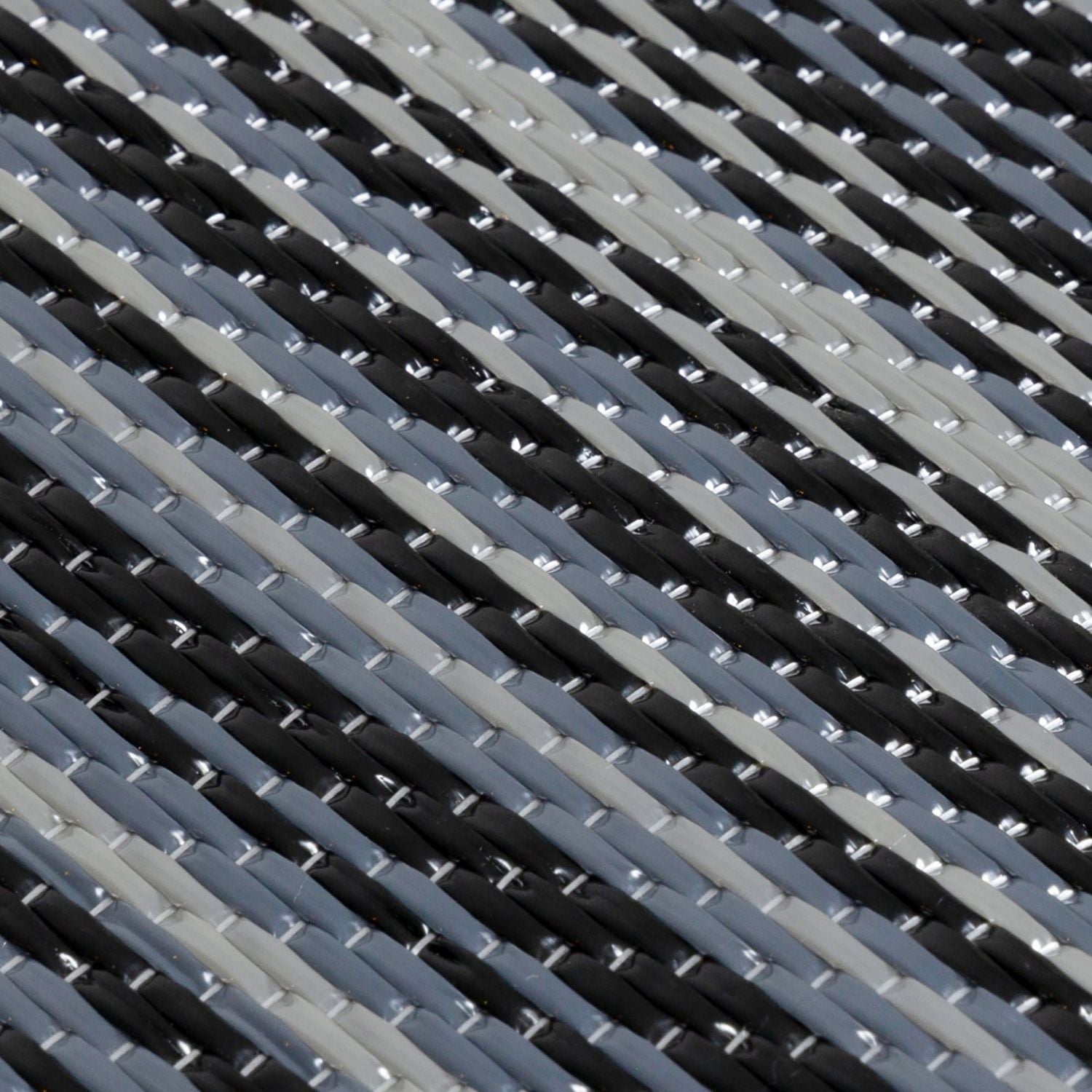 Rainbow Outdoor Rug | Dark Grey Striped Reversible Flatweave | Lightweight