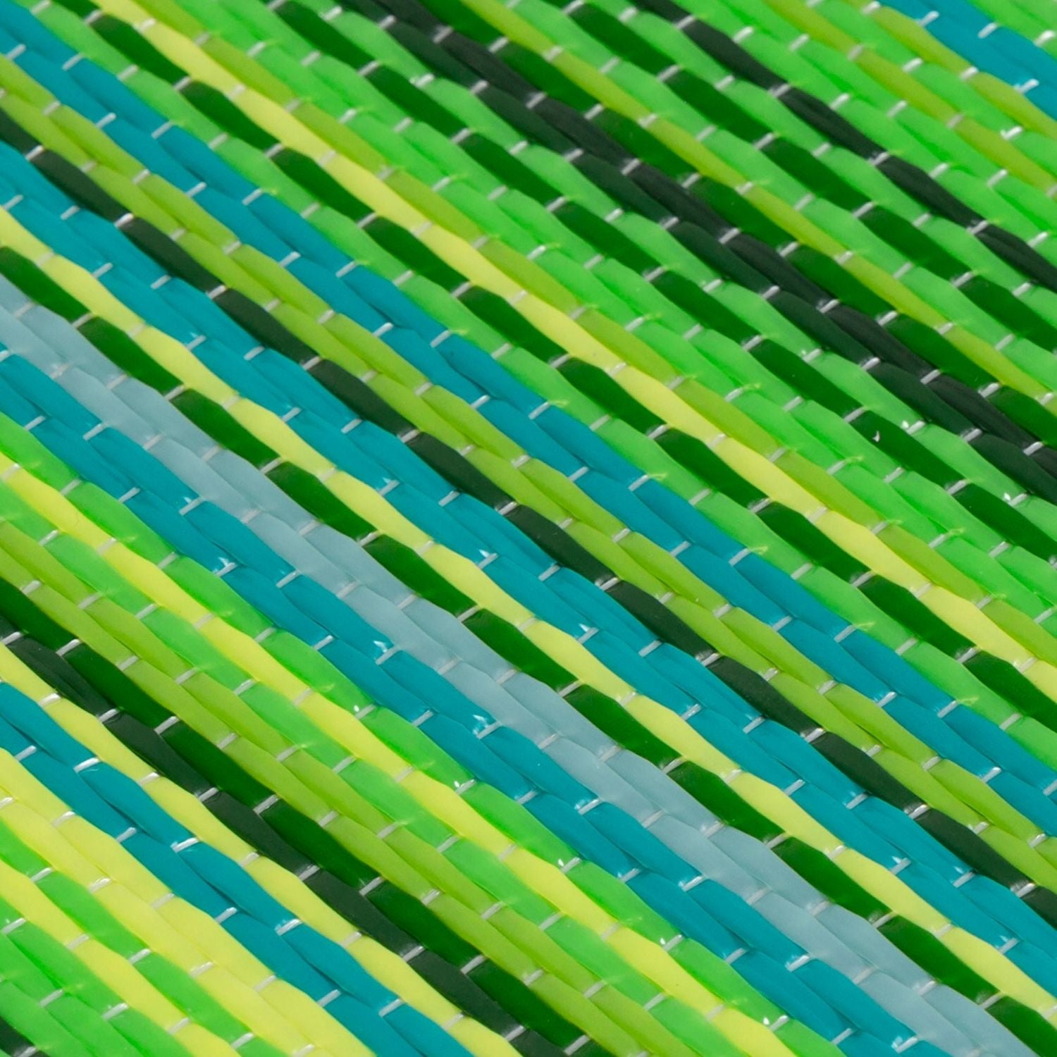Rainbow Outdoor Rug | Green Striped Reversible Flatweave | Lightweight