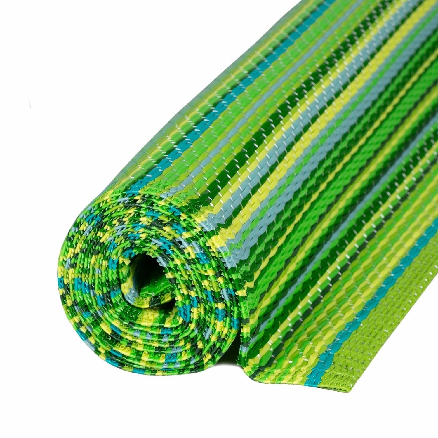 Rainbow Outdoor Rug | Green Striped Reversible Flatweave | Lightweight