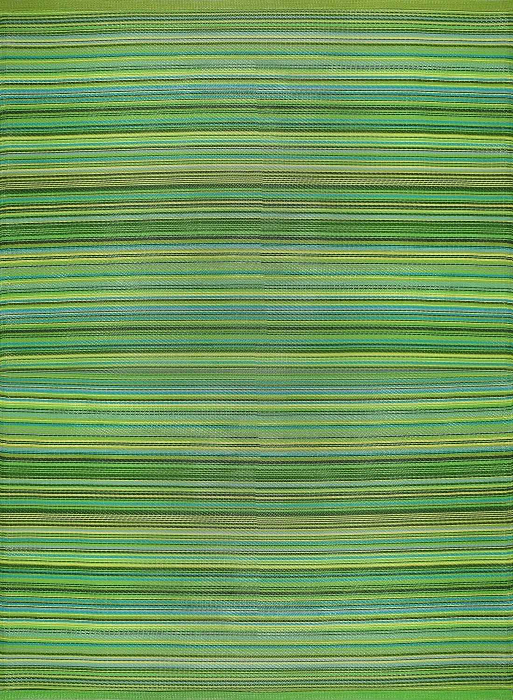 Rainbow Outdoor Rug in green striped reversible lightweight flatweave