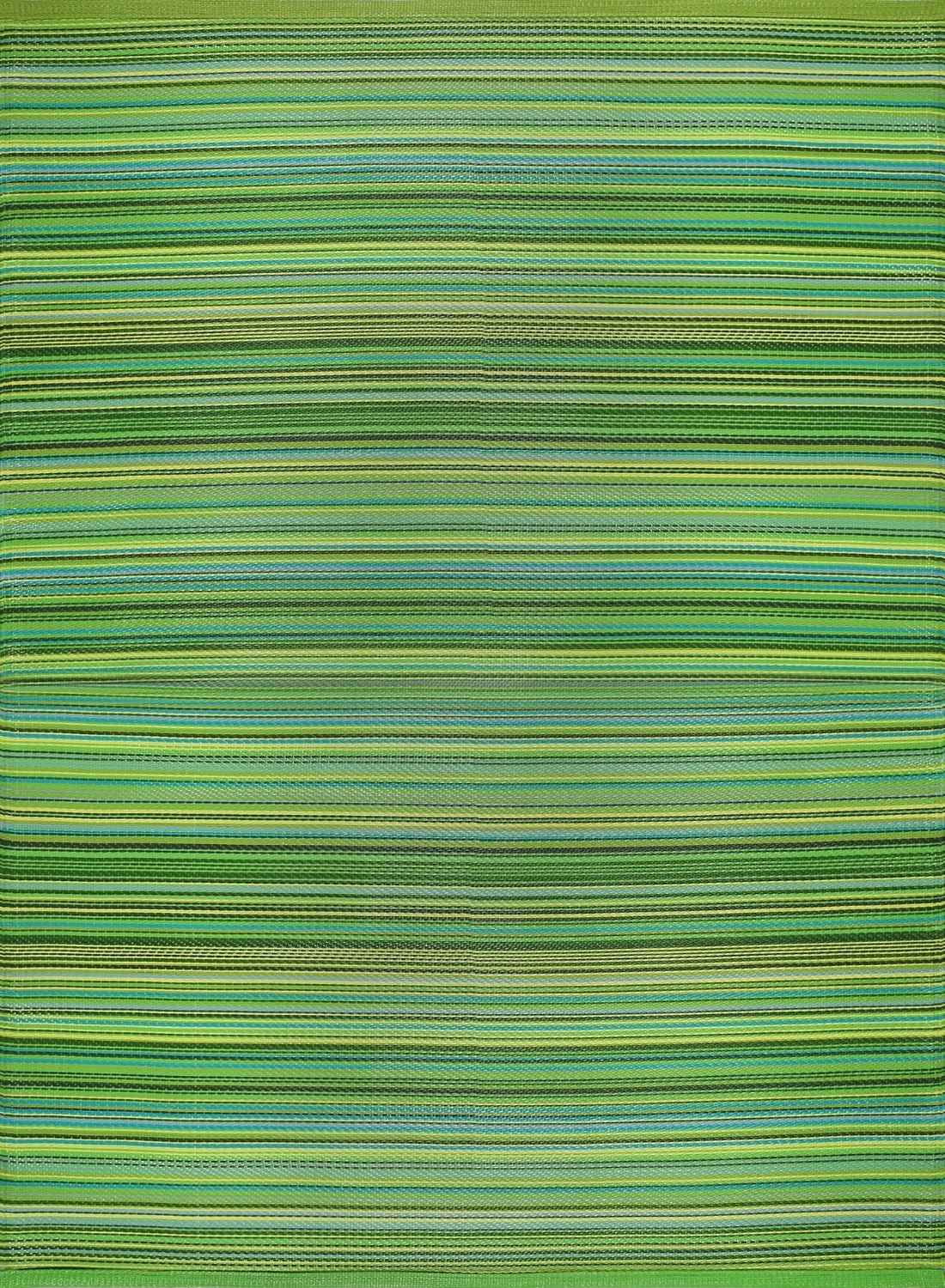 Rainbow Outdoor Rug in green striped reversible lightweight flatweave
