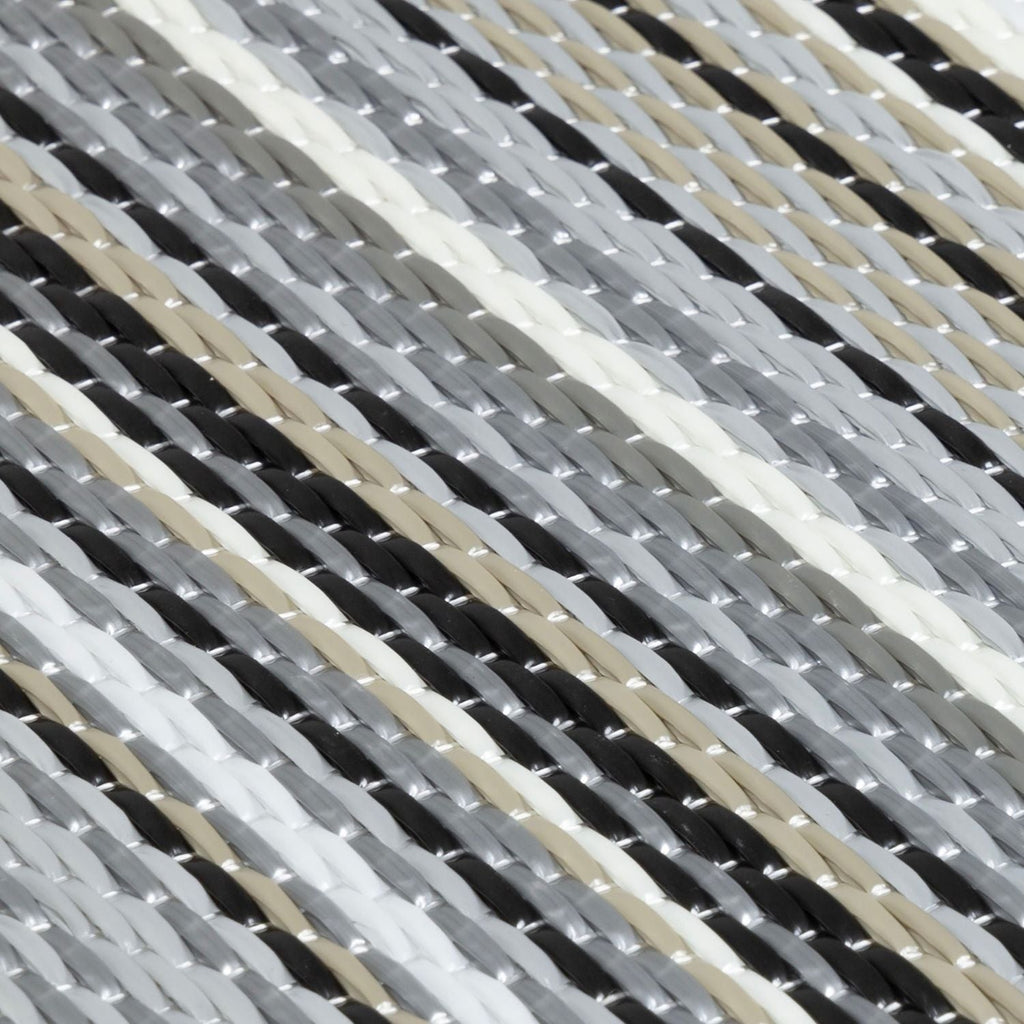 Rainbow Outdoor Rug | Grey Striped Reversible Flatweave | Lightweight