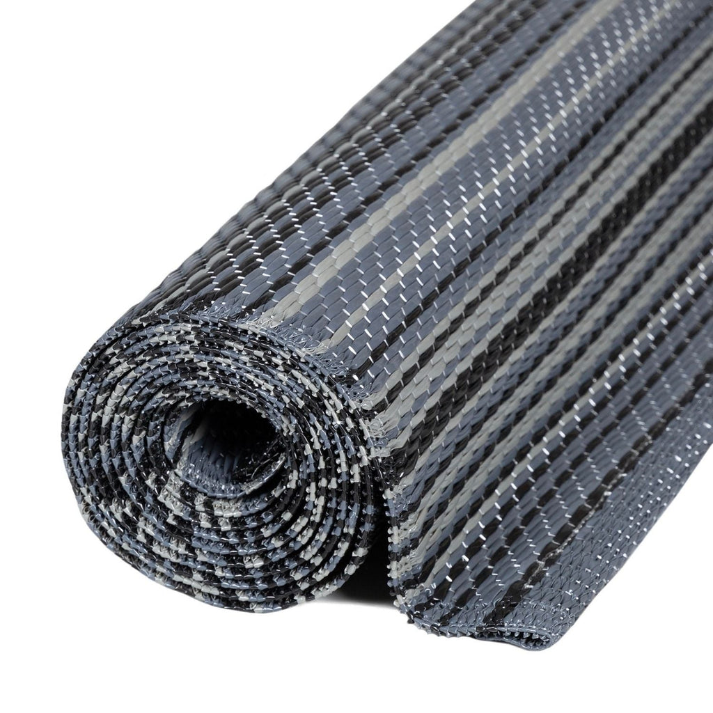 Rainbow Outdoor Rug | Grey Striped Reversible Flatweave | Lightweight