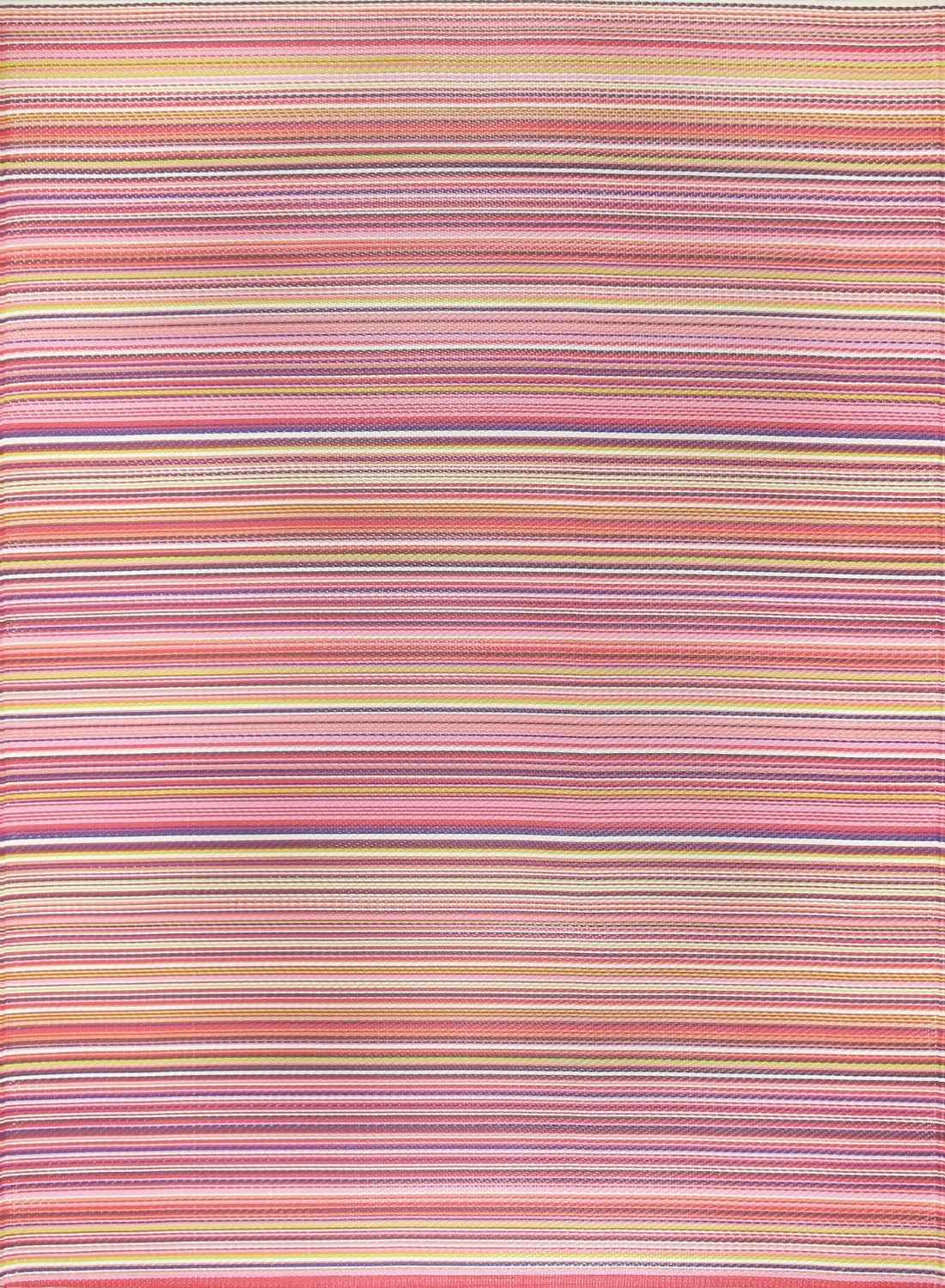 Rainbow Outdoor Rug in pink striped reversible lightweight flatweave
