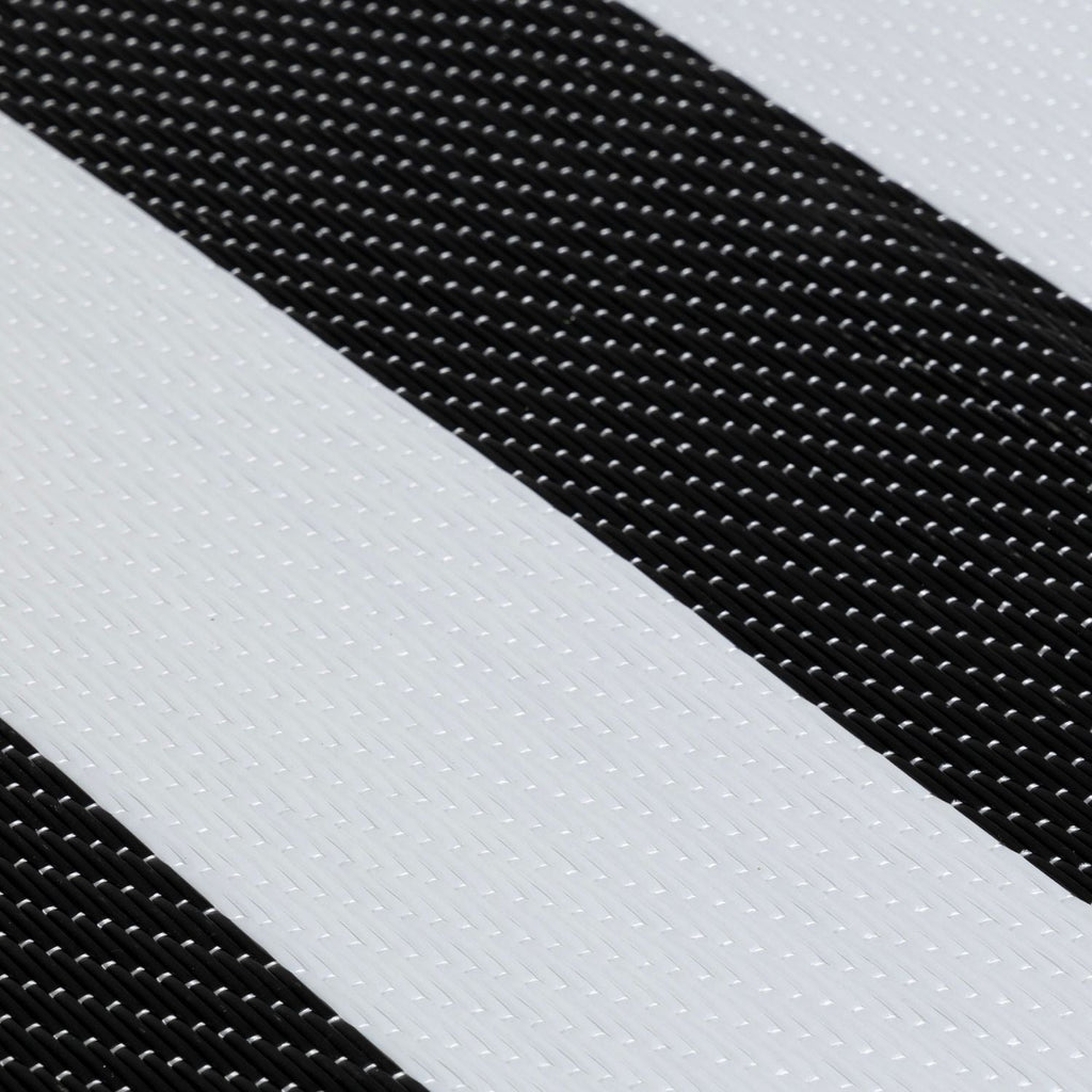 Rainbow Outdoor Rug | Black & White Striped Reversible Flatweave | Lightweight