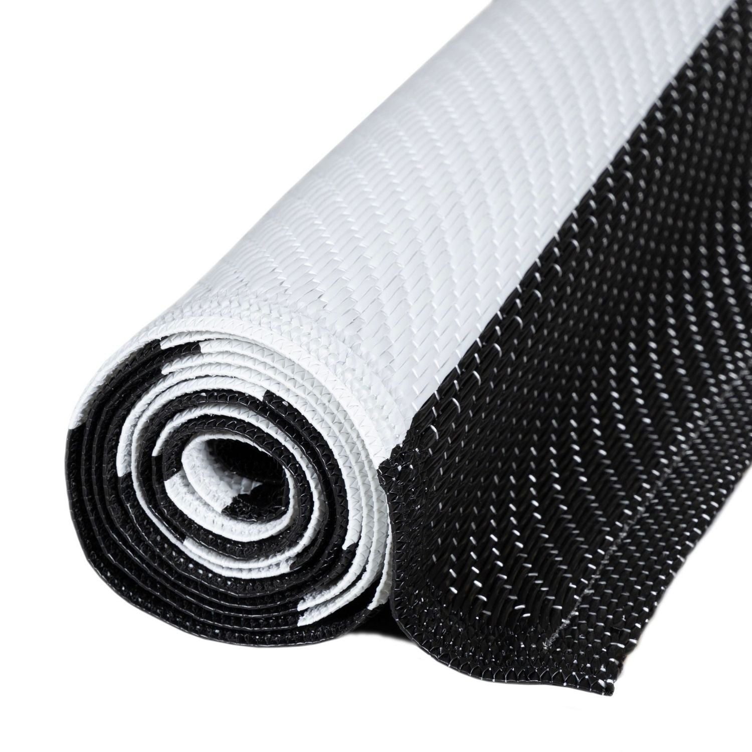 Rainbow Outdoor Rug | Black & White Striped Reversible Flatweave | Lightweight