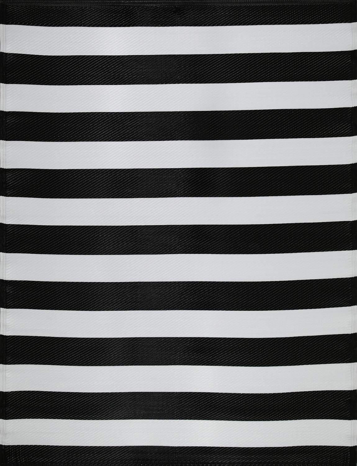 Rainbow Outdoor Rug in black and white striped reversible lightweight flatweave