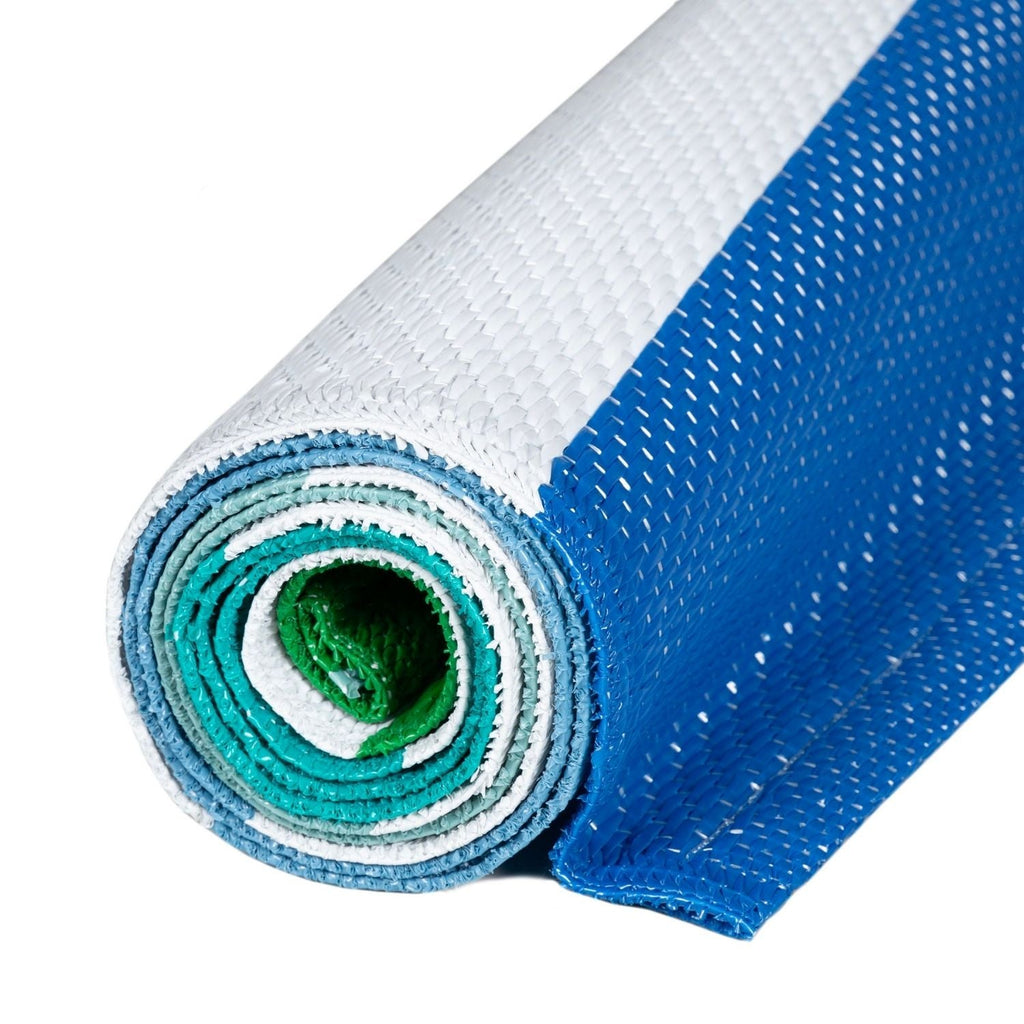 Rainbow Outdoor Rug | Blue Striped Reversible Flatweave | Waterproof