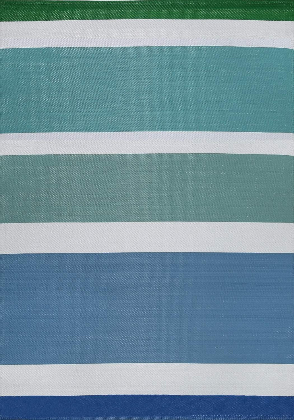 Rainbow Outdoor Rug in blue striped reversible waterproof flatweave