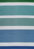 Rainbow Outdoor Rug in blue striped reversible waterproof flatweave