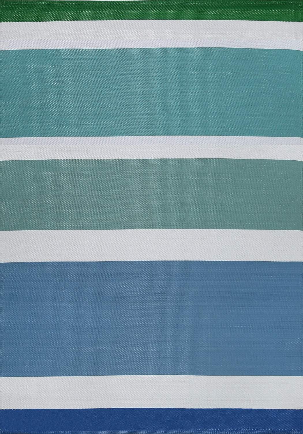 Rainbow Outdoor Rug in blue striped reversible waterproof flatweave