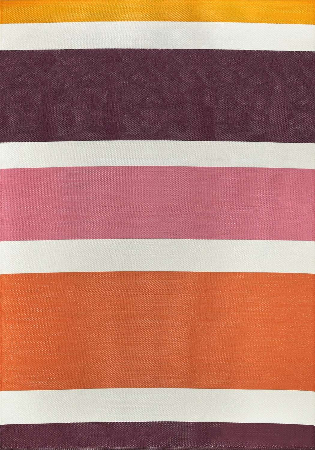 Rainbow Outdoor Rug in pink striped reversible waterproof flatweave